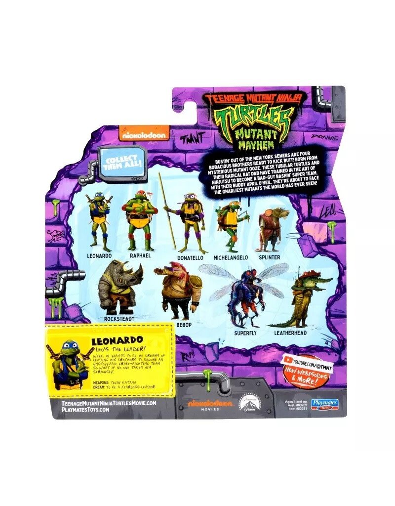 TEENAGE MUTANT NINJA TURTLES PLM 83269/83281 TEENAGE MUTANT NINJA TURTLES MUTANT MAYHEM 4.5" LEONARDO ACTION FIGURE