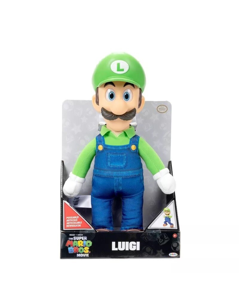 SUPER MARIO 41628 NINTENDO SUPER MARIO BROS. MOVIE POSEABLE 15" FIGURE: LUIGI