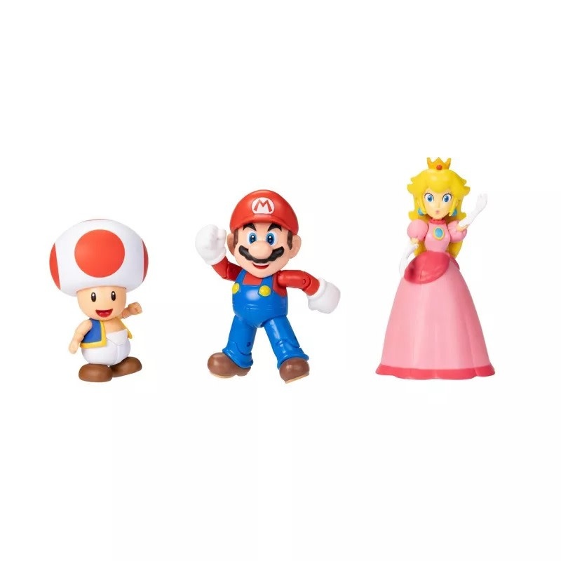 42007 NINTENDO SUPER MARIO FIGURE SET: MARIO, TOAD, PEACH 4" FIGURES