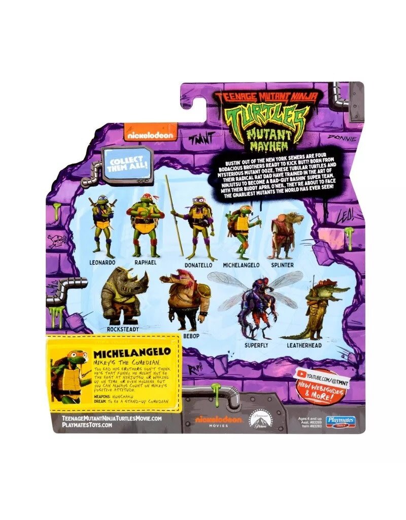 TEENAGE MUTANT NINJA TURTLES PLM 83269/83283 TEENAGE MUTANT NINJA TURTLES MUTANT MAYHEM 4.5" MICHELANGELO ACTION FIGURE
