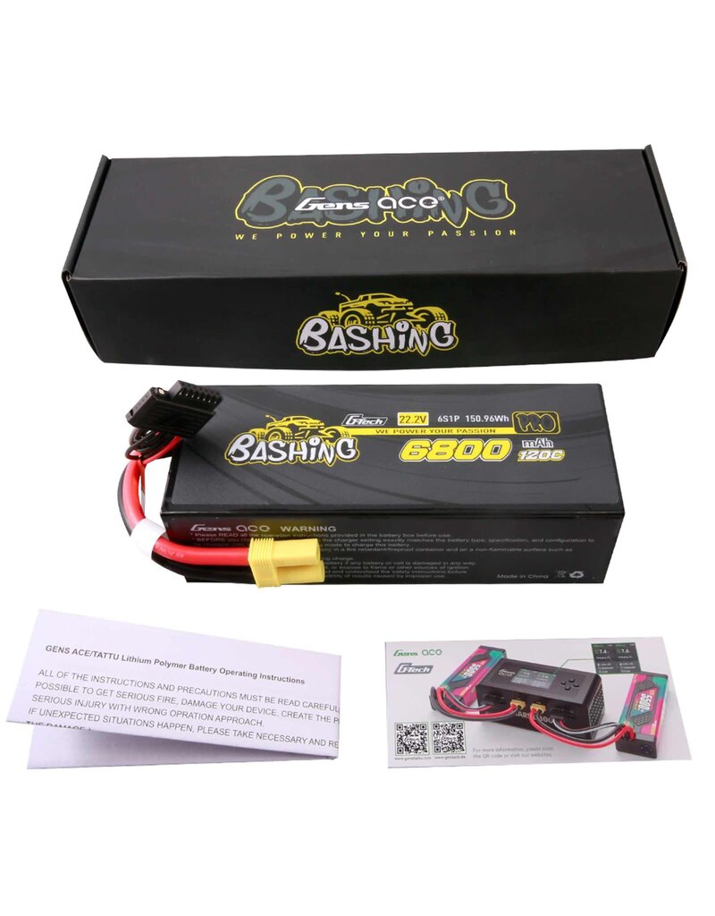 GENS ACE GEA686S12E5GT 6S LIPO  22.2V 6800MAH 120C HARDCASE BATTERY: EC5