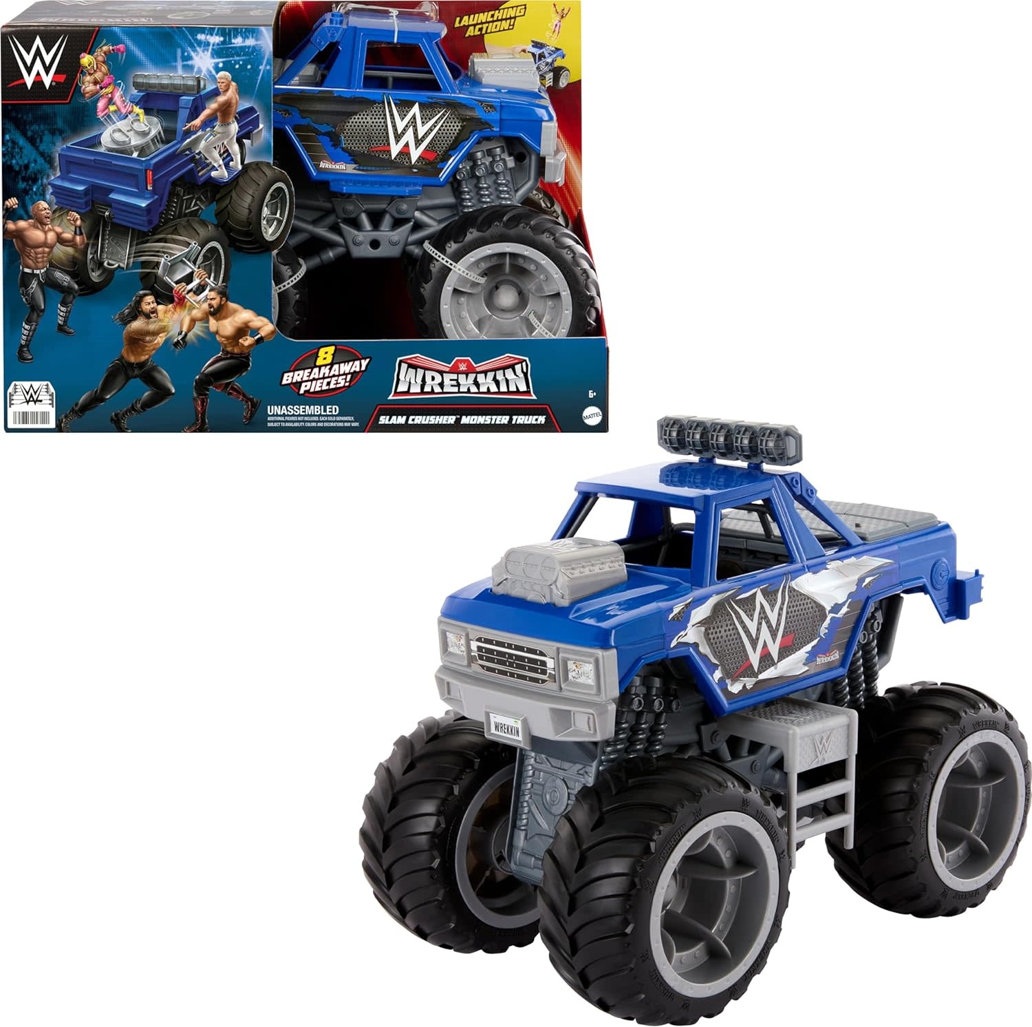 MTL HPG36 WWE WREKKIN SLAM CRUSHER MONSTER TRUCK W/ 8 BREAKAWAY PARTS