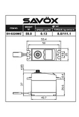 SAVOX SAVSV0220MGP HIGH VOLTAGE STANDARD DIGITAL SERVO 0.13SEC / 111.1OZ @ 7.4V