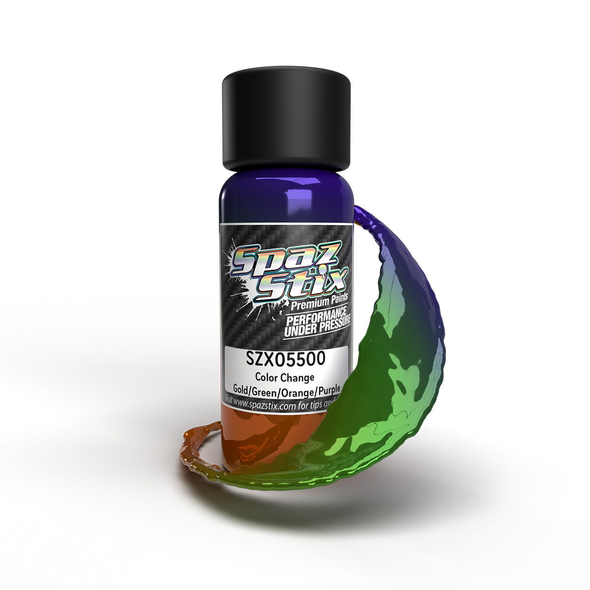 SZX05500 COLOR CHANGE AIRBRUSH READY PAINT, GOLD/GREEN/ORANGE/PURPLE, 2OZ BOTTLE