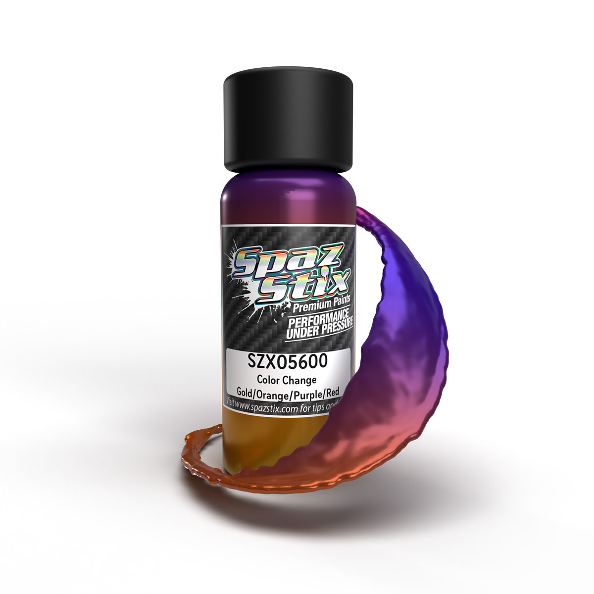 SZX05600 COLOR CHANGE AIRBRUSH READY PAINT, GOLD/ORANGE/PURPLE/RED, 2OZ BOTTLE