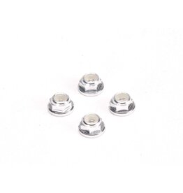 PN RACING PN 200409S ALUMINUM 2MM FLANGED WHEEL NUT: SILVER
