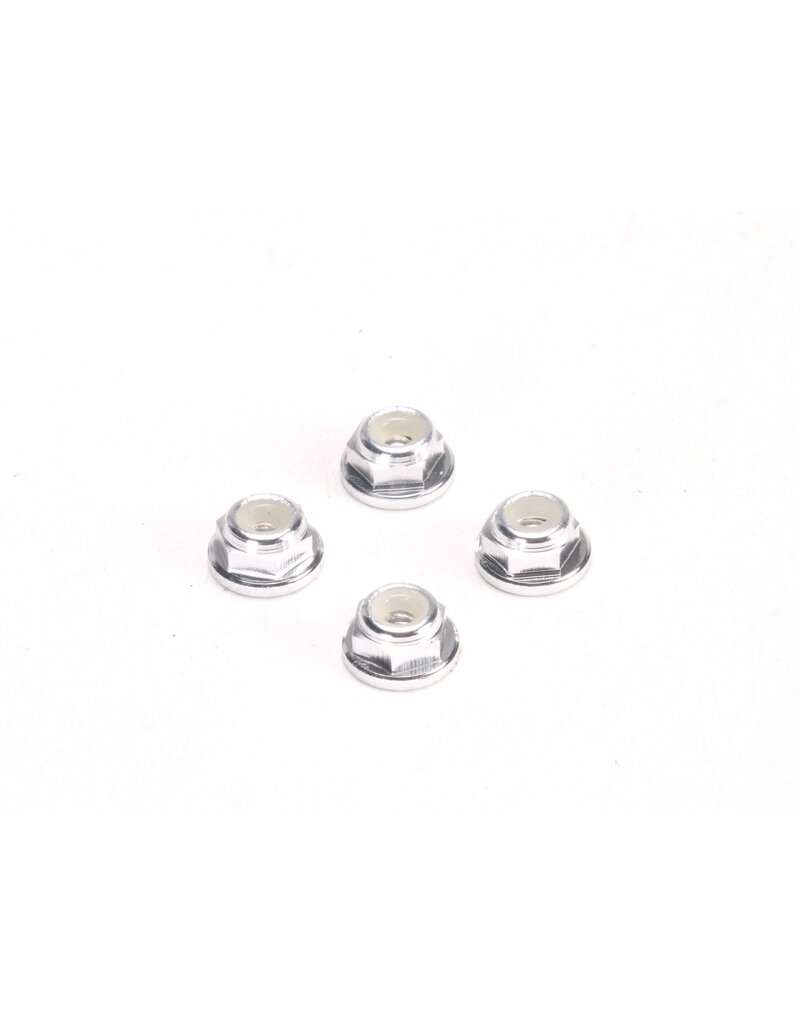PN RACING PN 200409S ALUMINUM 2MM FLANGED WHEEL NUT: SILVER