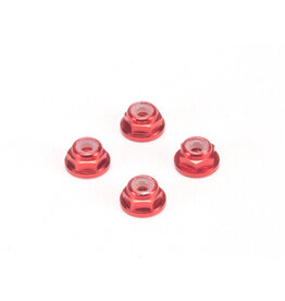PN RACING KEN PN200409R ALUMINUM WHEEL NUT 2MM FLANGED RED