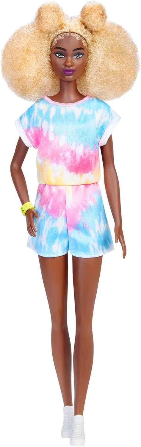MTL FBR37/HBV14 BARBIE FASHIONISTA BLONDE AFRO TIE-DYE ROMPER & BRACELET