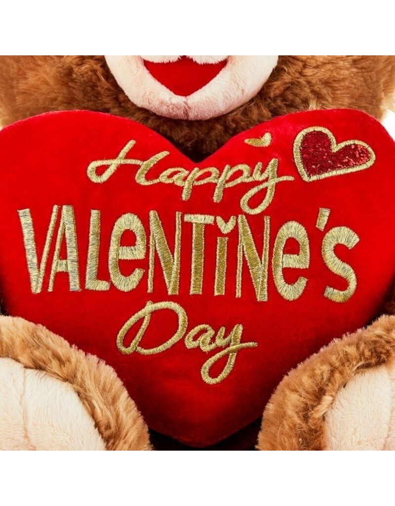 15" TEDDY BEAR 2024 HAPPY VALENTINE'S DAY: BROWN