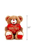 15" TEDDY BEAR 2024 HAPPY VALENTINE'S DAY: BROWN