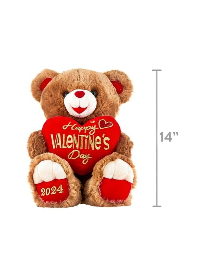 15" TEDDY BEAR 2024 HAPPY VALENTINE'S DAY: BROWN