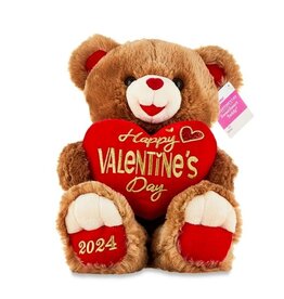 15" TEDDY BEAR 2024 HAPPY VALENTINE'S DAY: BROWN
