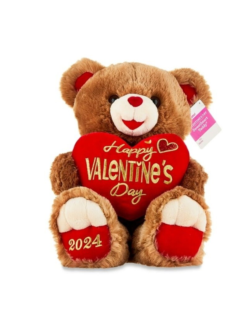 15" TEDDY BEAR 2024 HAPPY VALENTINE'S DAY: BROWN