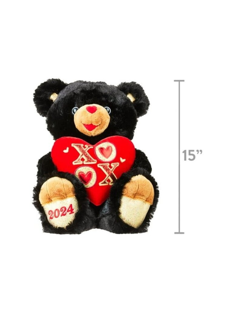 WAY TO CELEBRATE 15" TEDDY BEAR 2024 XOXO: BLACK