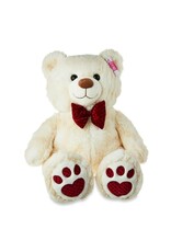 20" TEDDY BEAR VELVET BOW TIE: CREAM