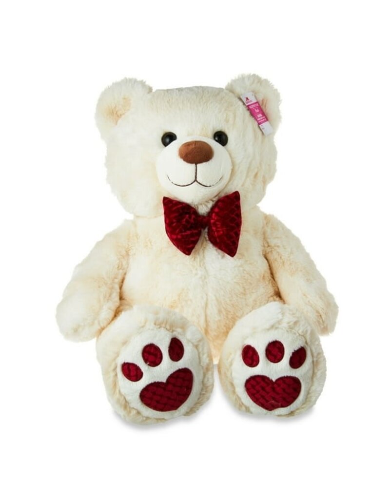 20" TEDDY BEAR VELVET BOW TIE: CREAM
