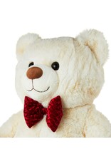 20" TEDDY BEAR VELVET BOW TIE: CREAM