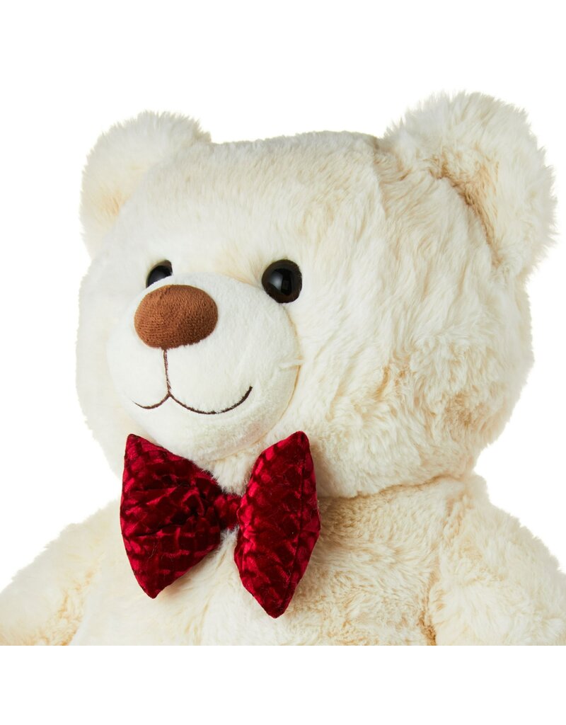 20" TEDDY BEAR VELVET BOW TIE: CREAM