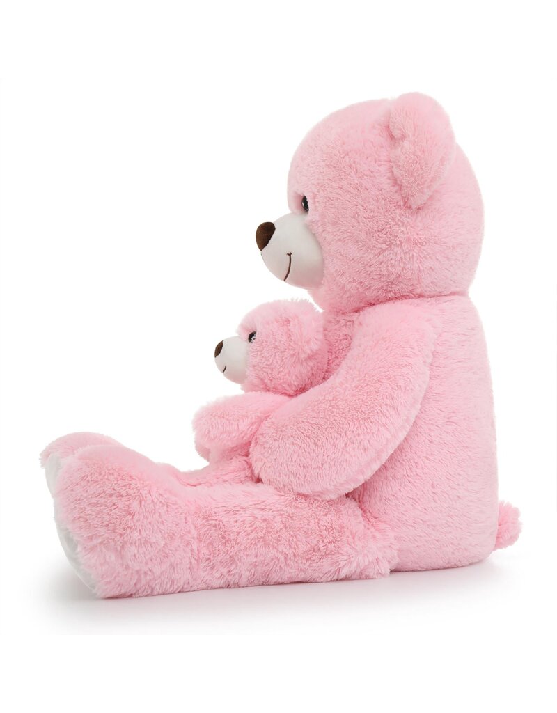MORISMOS 39" TEDDY BEAR MOMMY AND BABY: PINK