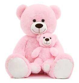 MORISMOS 39" TEDDY BEAR MOMMY AND BABY: PINK