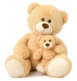 MORISMOS 39" TEDDY BEAR MOMMY AND BABY: LIGHT BROWN