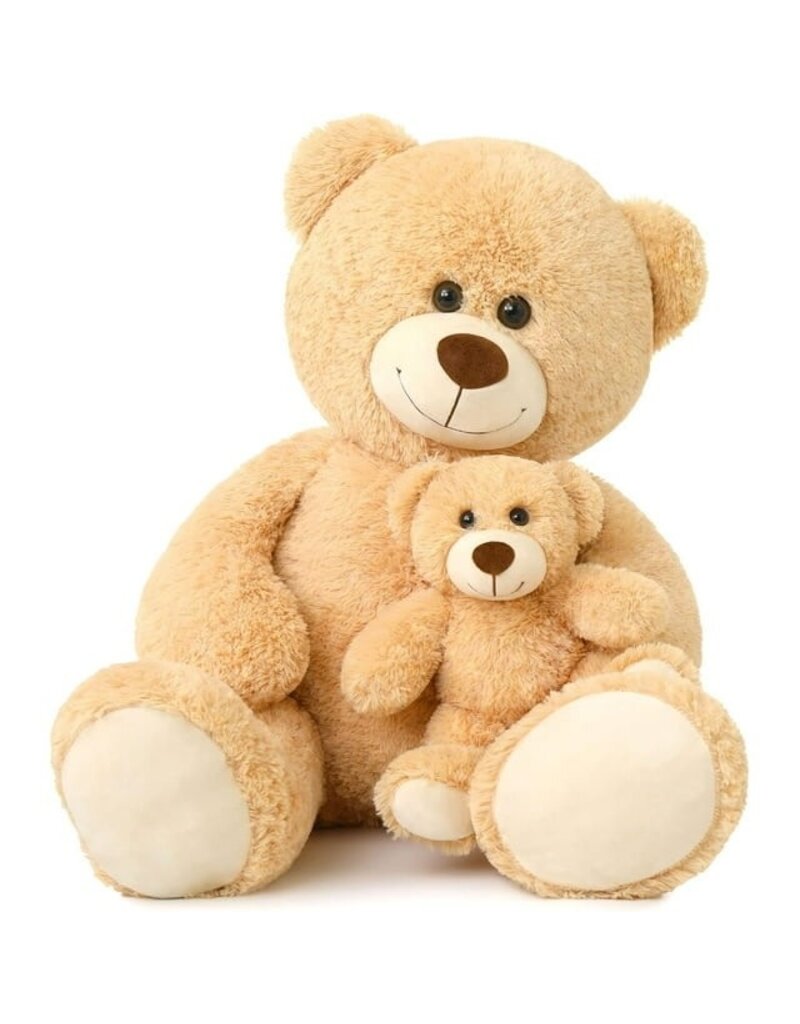 MORISMOS 39" TEDDY BEAR MOMMY AND BABY: LIGHT BROWN