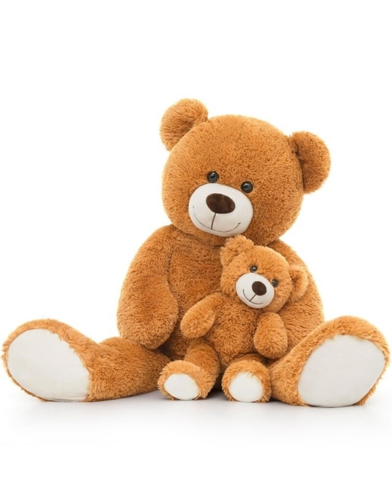 MORISMOS 39" TEDDY BEAR MOMMY AND BABY: BROWN