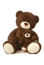 MORISMOS 39" TEDDY BEAR MOMMY AND BABY:  DARK BROWN