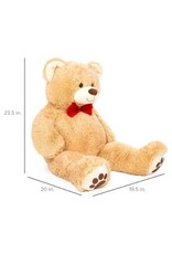 BEST CHOICE PRODUCTS 38" TEDDY BEAR W/ BOW TIE AND FOOTPRINTS: BROWN