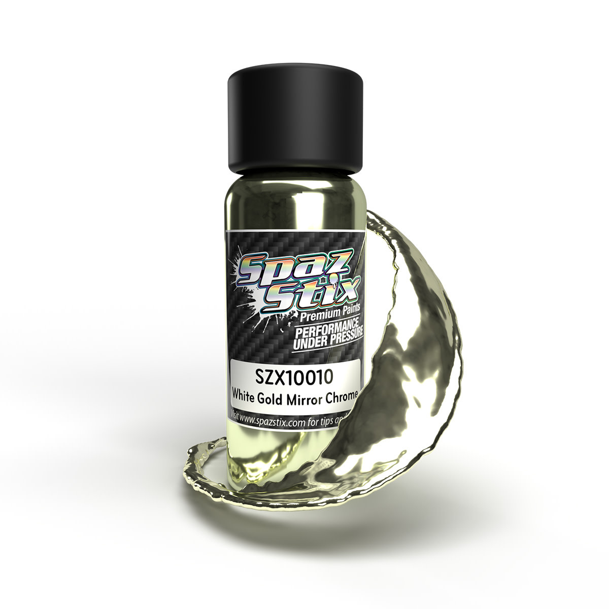 SZX10010 WHITE GOLD MIRROR CHROME AIRBRUSH READY PAINT, 2OZ BOTTLE