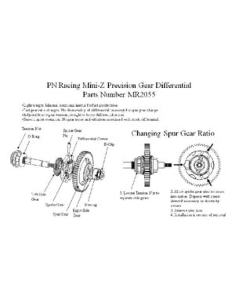 PN RACING KEN PNMR2055MC MINI-Z 2WD V3 PRECISION ENCLOSED GEAR DIFFERENTIAL M0.5 43T