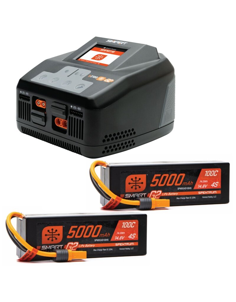SPEKTRUM SPMXPS850 SMART POWERSTAGE 8S SURFACE BUNDLE (2) G2 5000MAH 4S LIPO IC5 AND S2100 CHARGER