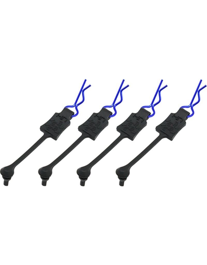HOT RACING HRABWP39T06 1/10 BENT BODY CLIPS W/ RETAINER: BLUE (4)