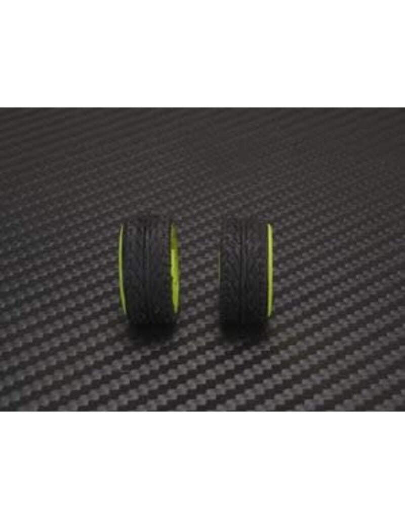 PN RACING PN MR2089R2 2WD DELRIN FORMULA 11X20MM FLANGED REAR WHEELS 2MM OFFSET: YELLOW (2)