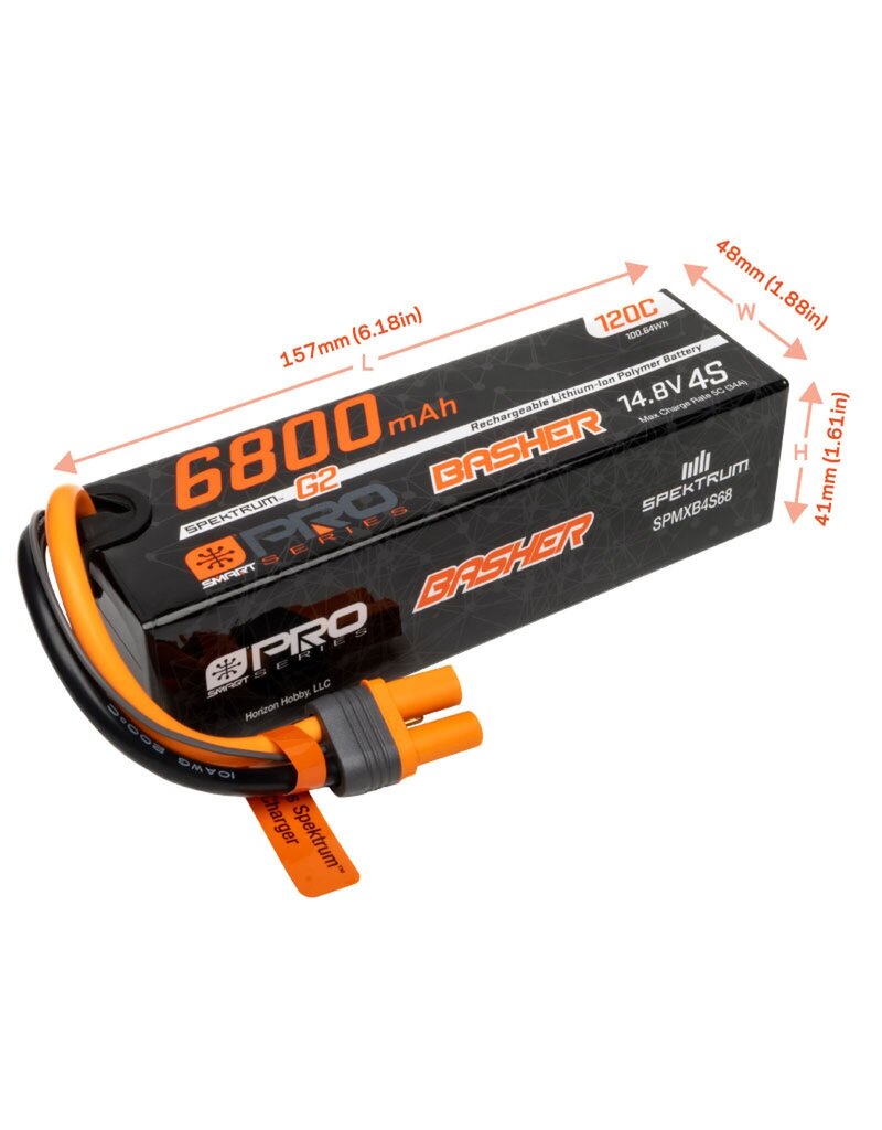 SPEKTRUM SPMXB4S68 4S LIPO 14.8V 6800MAH 120C SMART G2 BATTERY: IC5