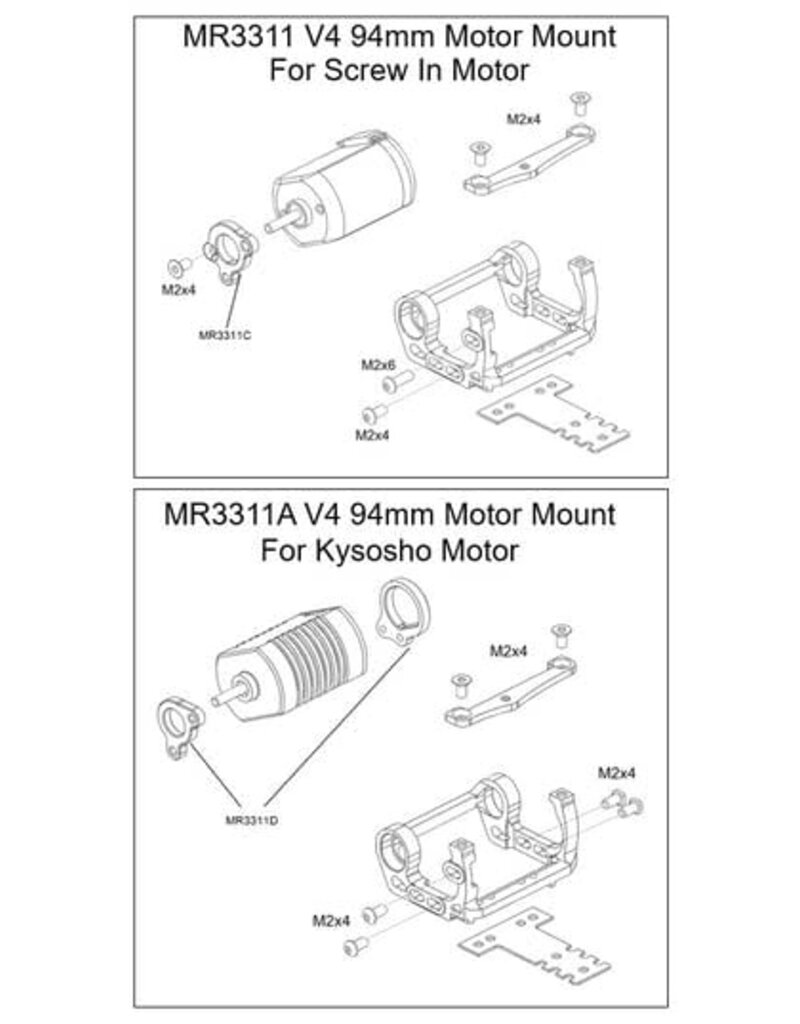 PN RACING KEN PNMR3311AK MINI-Z V4 94-98 MOTOR MOUNT FOR KYOSHO MOTOR BLACK