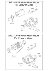 PN RACING PN MR3311AB V4 94-98MM MOTOR MOUNT FOR KYOSHO MOTOR: BLUE