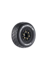 LOUISE LOULT3228SB SC-ROCKET M OVAL TRACK 1/10 SHORT COURSE TIRES, SOFT, 12, 14 & 17MM REMOVABLE HEX ON BLACK RIM (2)