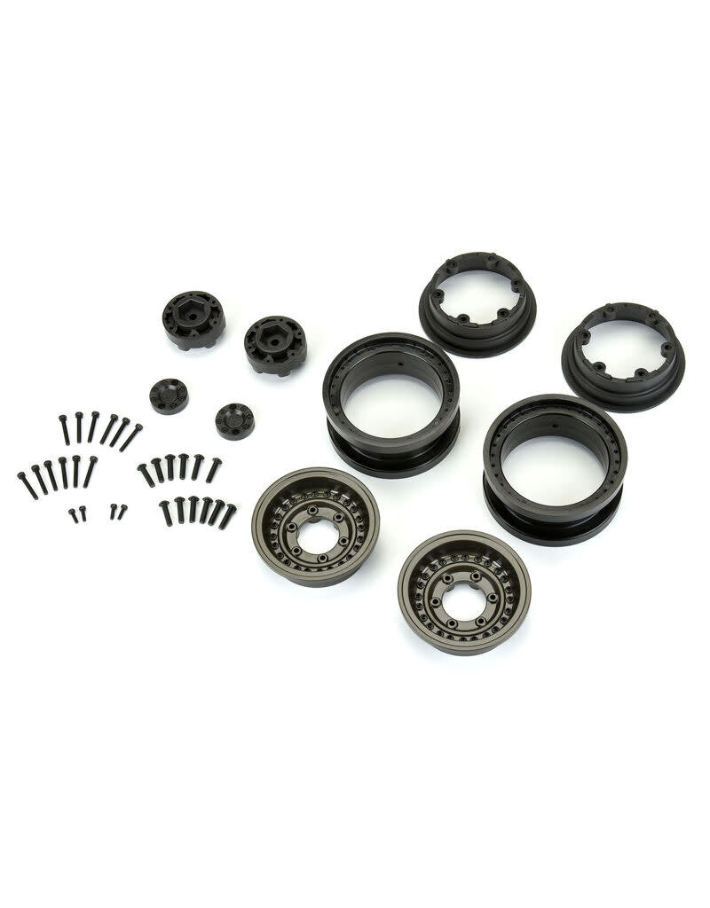 PROLINE RACING PRO282600 BLACK RHINO ARMORY GUNMETAL 2.9 ALUMINUM DUAL OFFSET WHEELS FOR SCX6