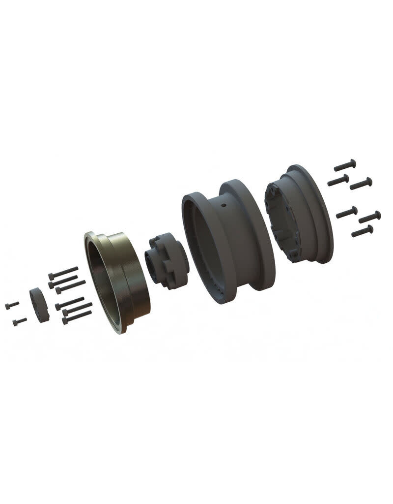 PROLINE RACING PRO282600 BLACK RHINO ARMORY GUNMETAL 2.9 ALUMINUM DUAL OFFSET WHEELS FOR SCX6