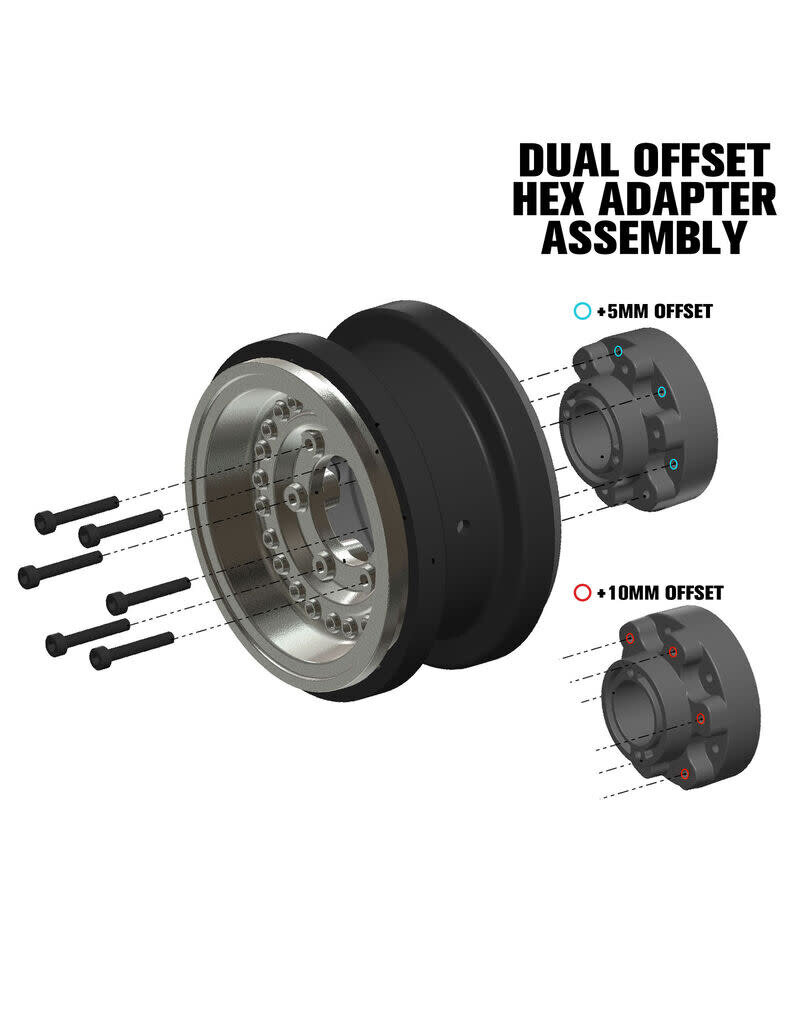 PROLINE RACING PRO282600 BLACK RHINO ARMORY GUNMETAL 2.9 ALUMINUM DUAL OFFSET WHEELS FOR SCX6