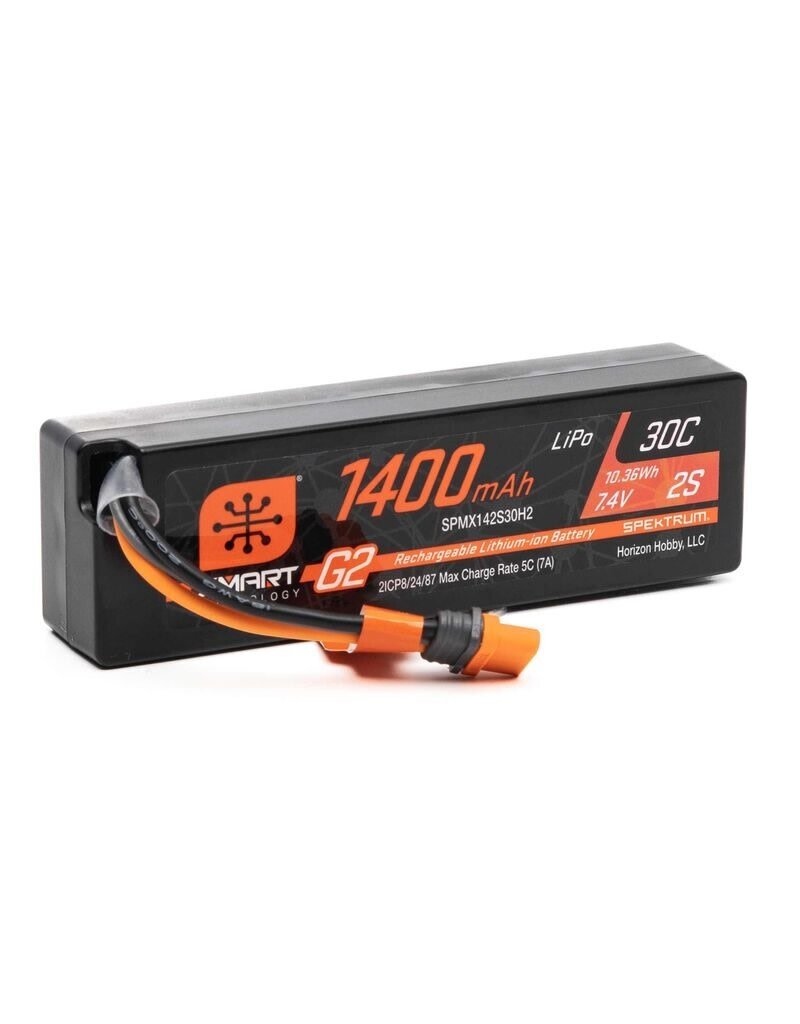 SPEKTRUM SPMX142S30H2 7.4V 1400MAH 2S 30C SMART G2 LIPO BATTERY: IC2