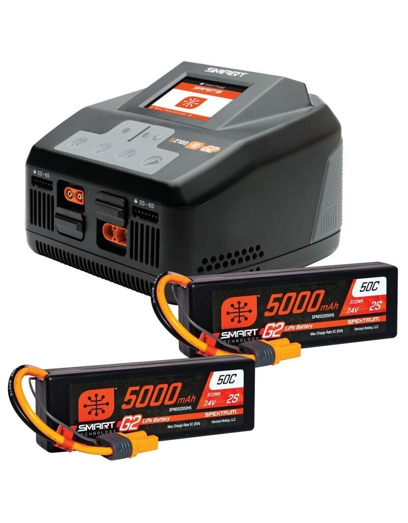 SPEKTRUM SPMXPSS550 SMART POWERSTAGE 4S SURFACE BUNDLE: (2) G2 5000MAH 2S LIPO IC5 & S2100 CHARGER