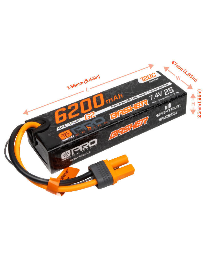 SPEKTRUM SPMXB2S62 6200MAH 2S 7.4V SMART PRO BASHER LIPO 120C: IC5