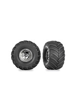TRAXXAS TRA9867 TIRES AND WHEELS ASSEMBLED CHROME 1.2 WHEELS CHEVRON 3.0X1.0 TIRES