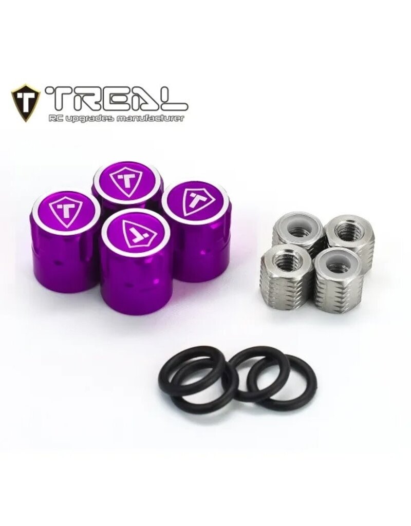 TREAL TRLX003KIFQRR 1.9" SCALE 4MM WHEEL CENTER CAPS (PURPLE) (4)