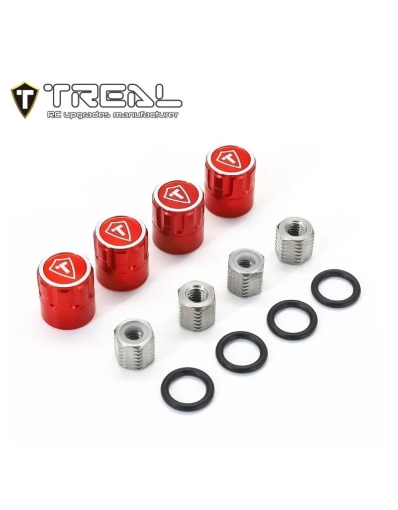 TREAL TRLX003KIFQXV 1.9" SCALE 4MM WHEEL CENTER CAPS (RED) (4)
