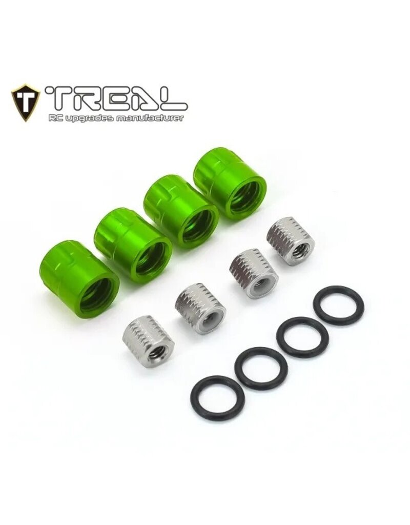 TREAL TRLX003KINGIX 1.9" SCALE 4MM WHEEL CENTER CAPS (GREEN) (4)