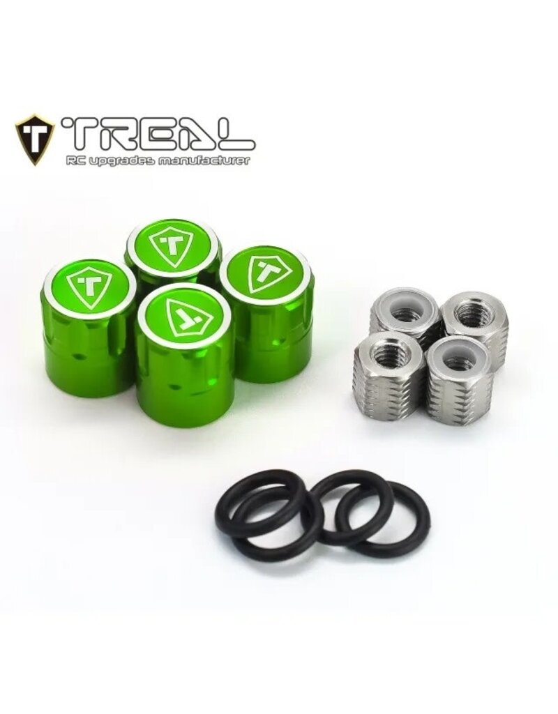 TREAL TRLX003KINGIX 1.9" SCALE 4MM WHEEL CENTER CAPS (GREEN) (4)